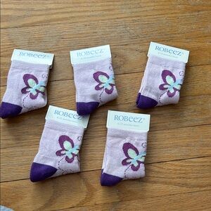 Robeez Lavender and Purple Butterfly Infant Socks 0-6 months